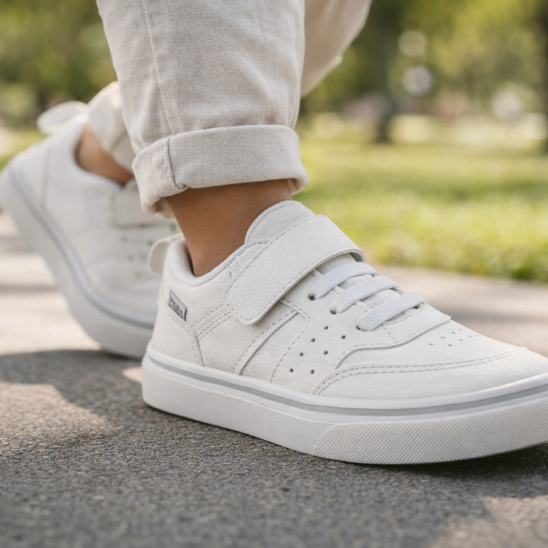 Tenis Klin - Branco com velcro e elástico